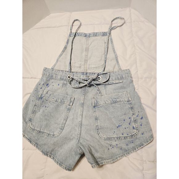 Free People We The Free Dye Denim Shortalls Sz S Ziggy Short Overalls Cotton - Picture 1 of 8